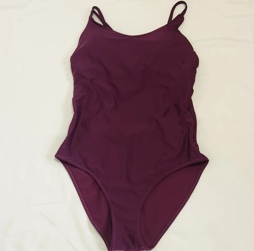 Athleta Keyhole One Piece Swimsuit Swim Strappy Purple Small Tall Skinny Strap